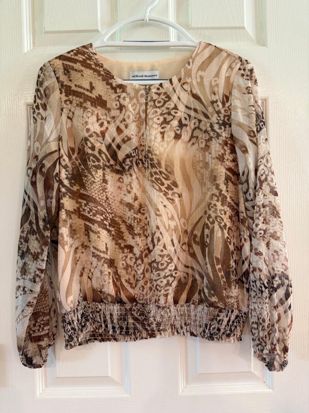 Alfred Dunner Animal Print Long Sleeve Blouse Size PS